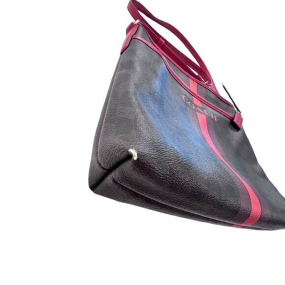 🎉SALE🎉 COACH Signature Varsity Stripe Crossbody Bag Brown Red‎ PVC - Picture 10 of 16